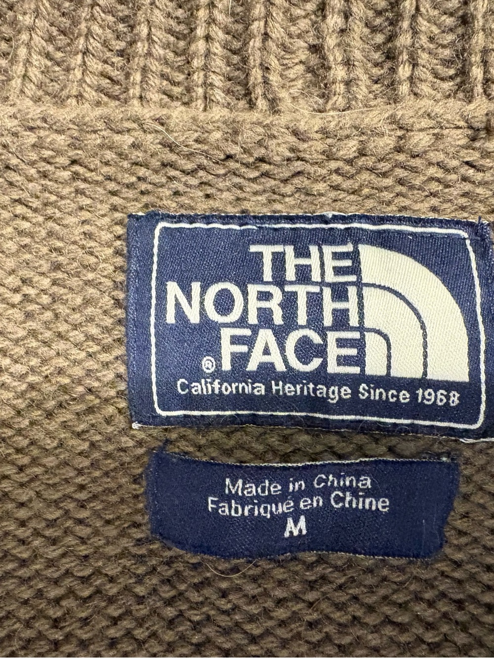 North Face Brown Shawl Collar Button-Front Sweater with Red Pattern - Picture 3 of 5
